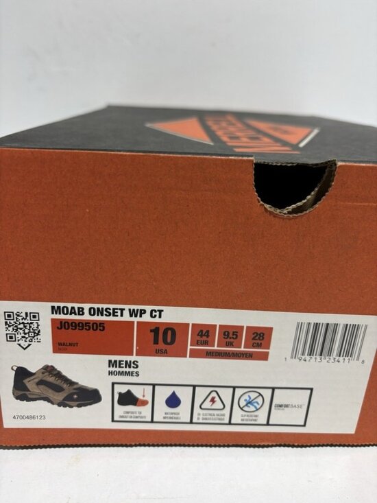 Merrell Men’s Moab Onset Waterproof Composite Toe Sneakers, Size 10 M